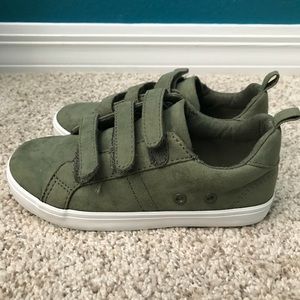 Old Navy olive suede secure-strap sneakers